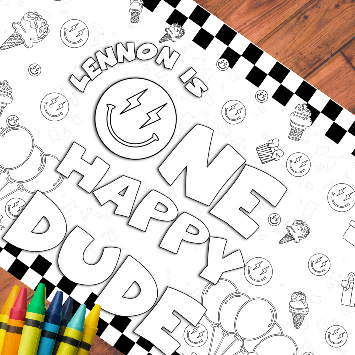 One Happy Dude Birthday Coloring Tablecloth – Creative Crayons Workshop