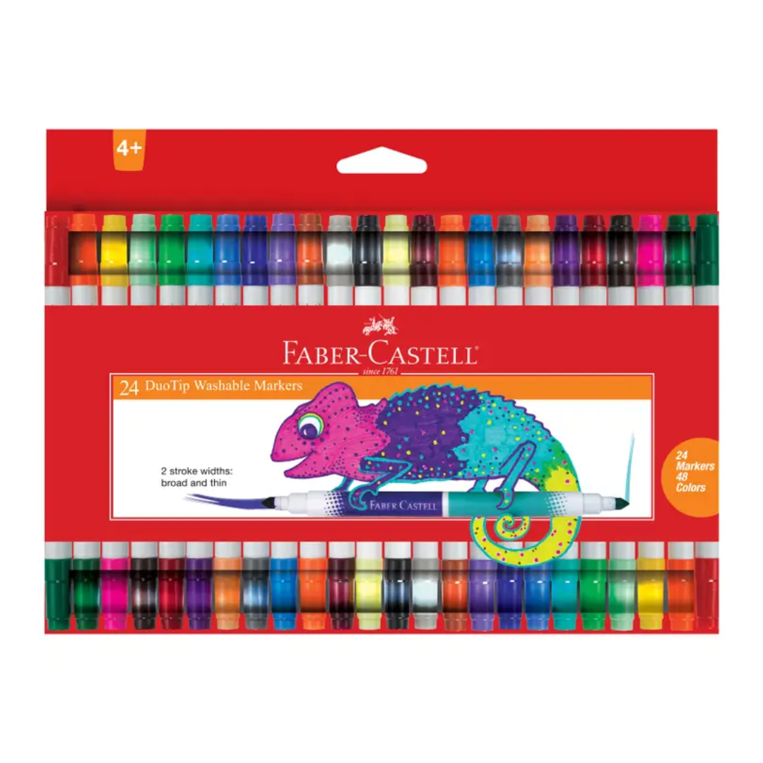 Funto Washable Markers 24 Colors and 50 Blank Watercolor Postcards Bundle,  24 Washable and Non-Toxic Markers, 50 Postcards(4x6, 140lb/300gsm)