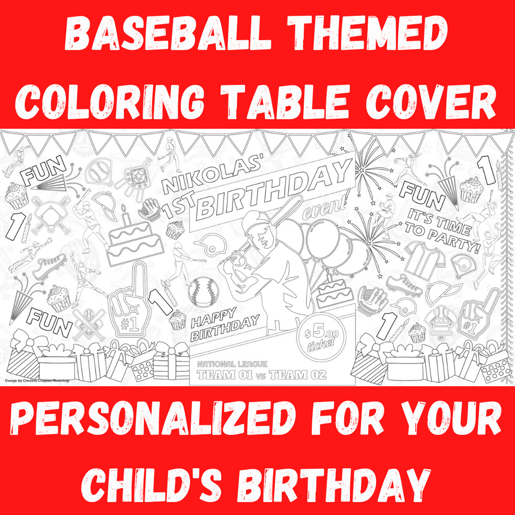 Baseball Coloring Tablecloth