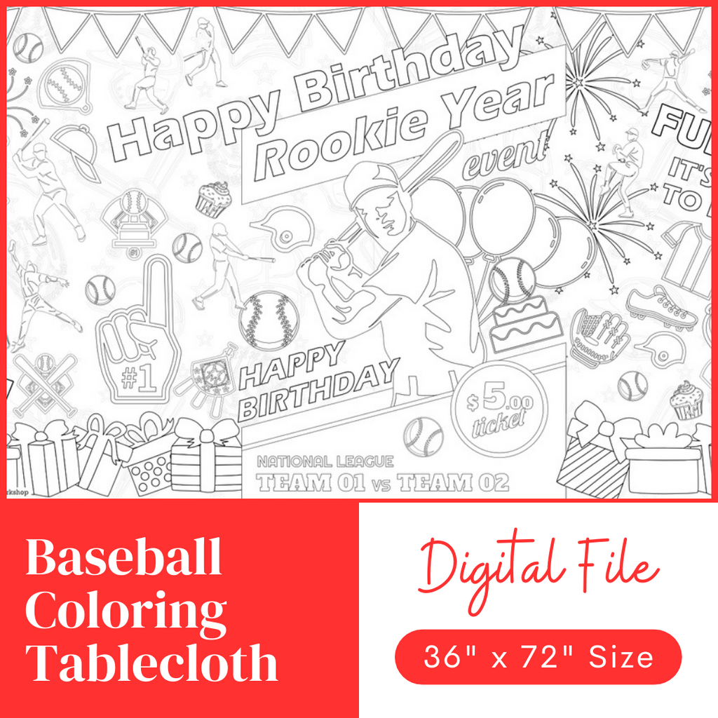 Baseball Coloring Tablecloth