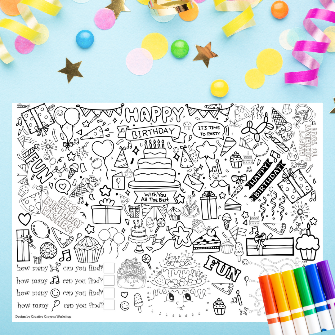 Birthday Activity Placemats – Creative Crayons Workshop