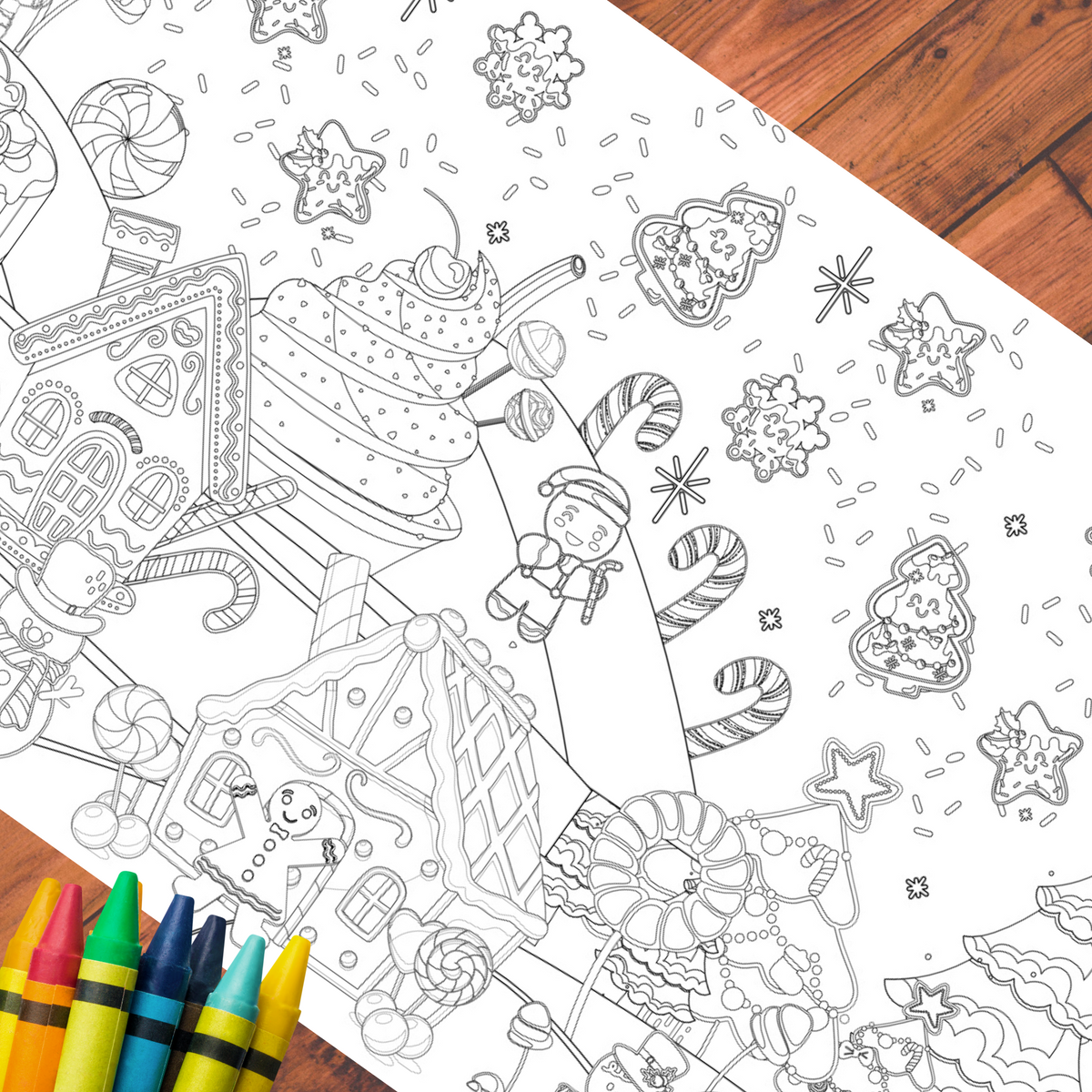 Gingerbread Coloring Tablecloth – Creative Crayons Workshop