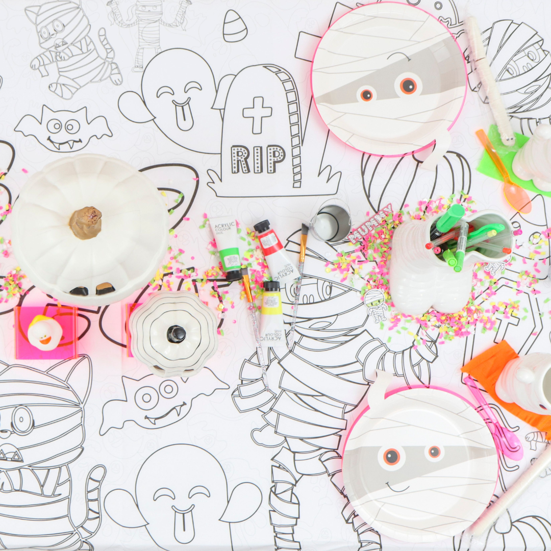 Halloween Coloring Tablecloth Creative Crayons