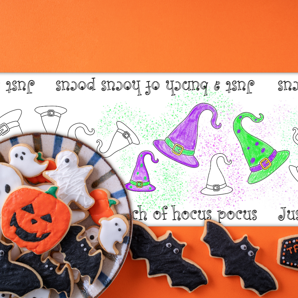 Spooky Season Halloween Party coloring roll table runner Activity bundle Let's go Ghouls Halloween Trick or Three Birthday Celebration Spooky One 