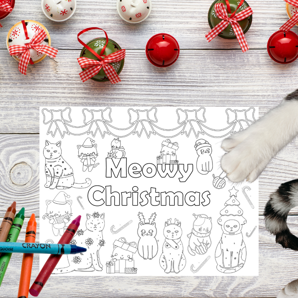 Meowy Christmas Coloring Page – Creative Crayons Workshop