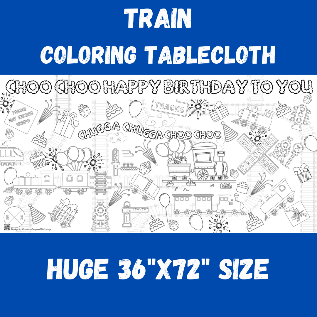 Train Birthday Coloring Tablecloth – Creative Crayons Workshop
