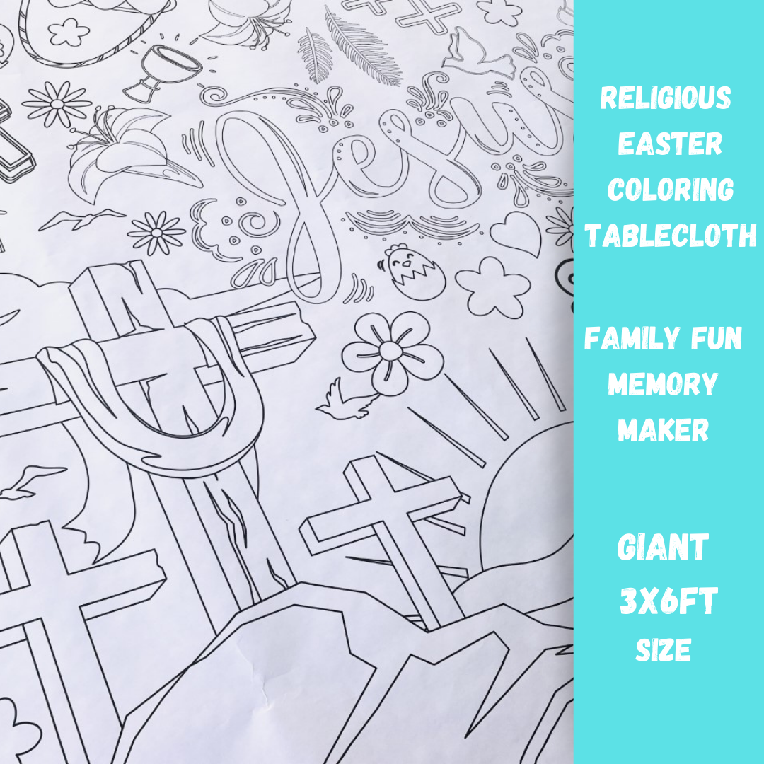 1 Pack Easter Coloring Tablecloth for Kids, He is Risen Easter Bunny Egg  Cross Paper Tablecloth, Disposable Rectangle Color-in Paper Table Cover  Kids