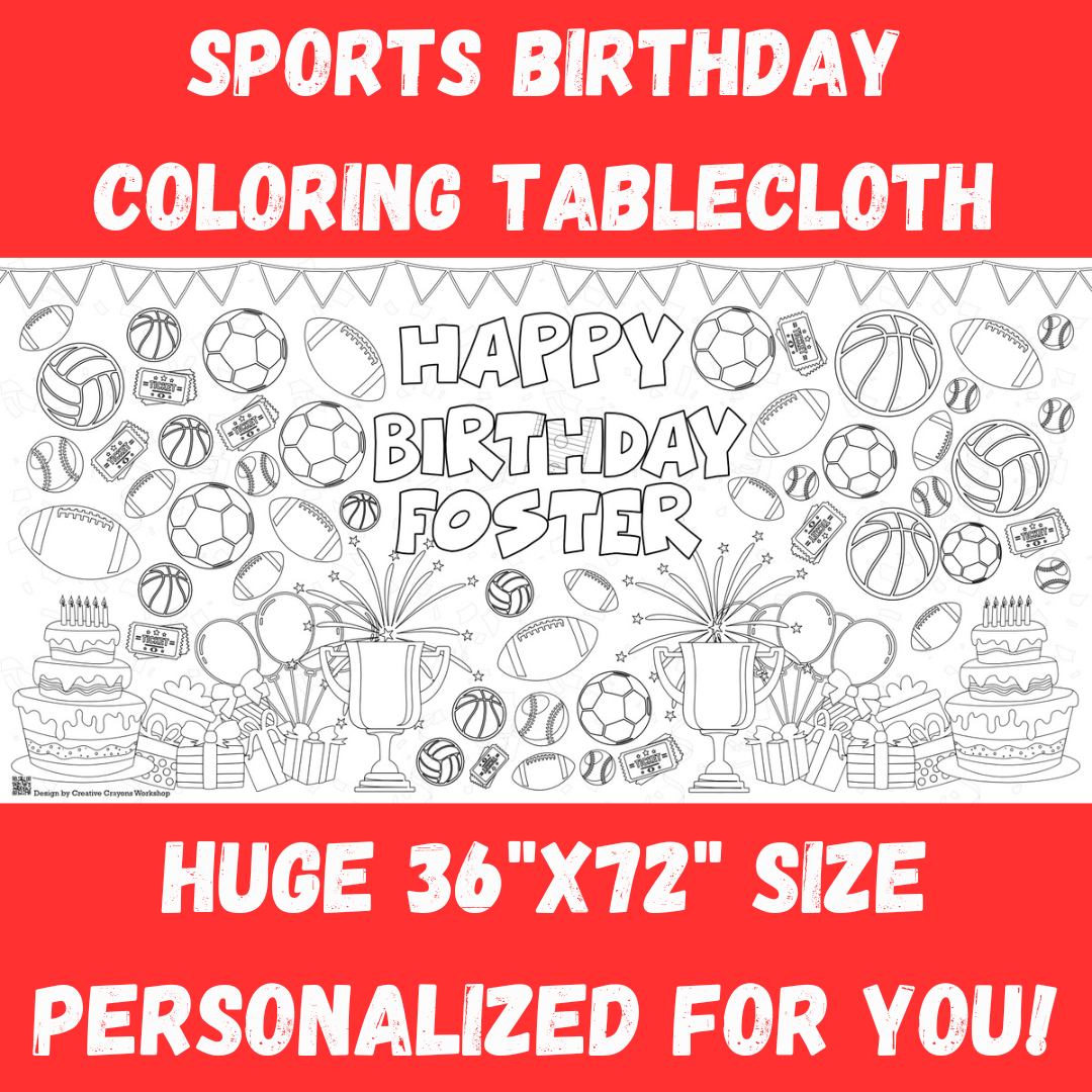 Sports Birthday Coloring Tablecloth – Creative Crayons Workshop