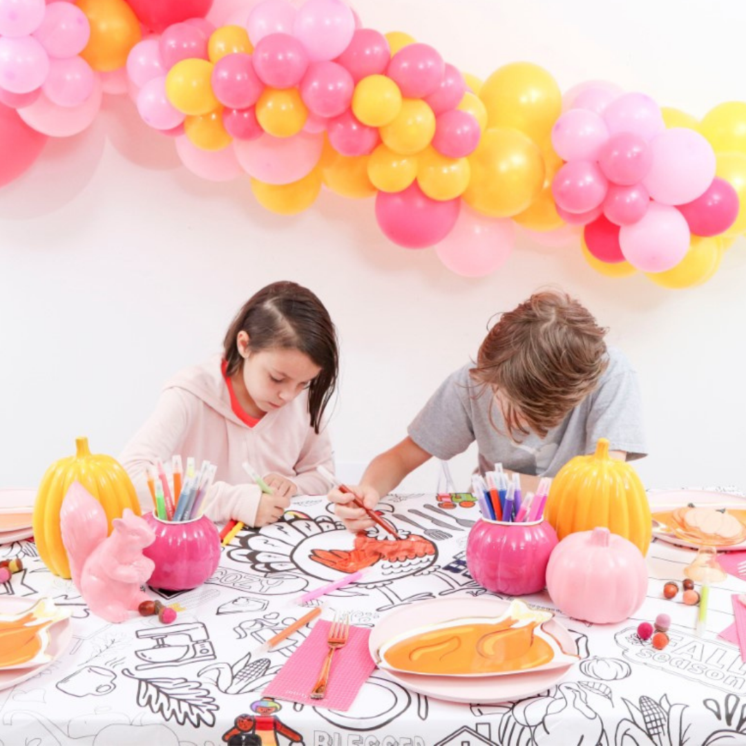 The Coloring Table Thanksgiving and Fall Fun Design Rectangle Tablecloth Fabric Coloring Tablecloth Colorable Designs Washable and Reusable Coloring