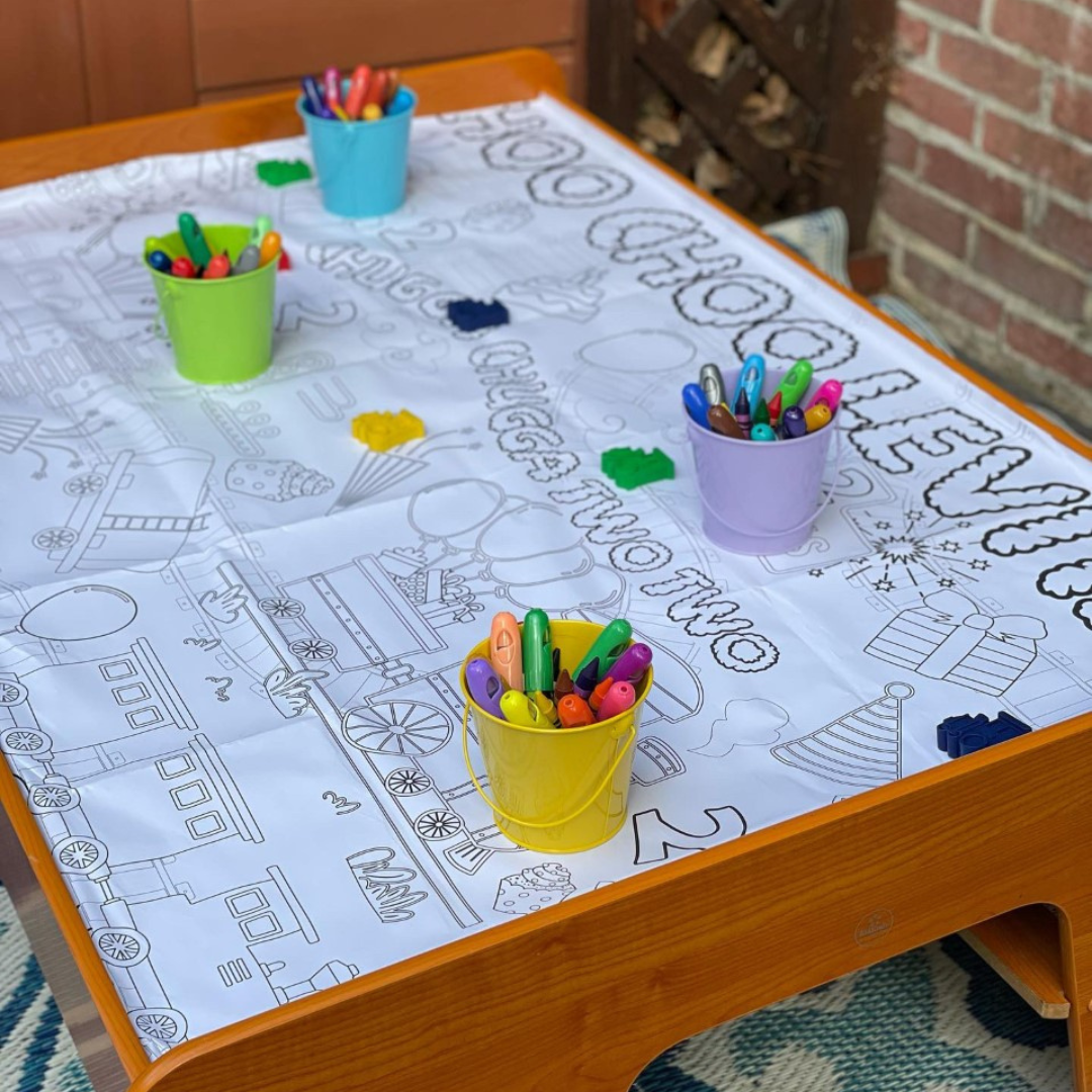 Train Birthday Coloring Tablecloth – Creative Crayons Workshop