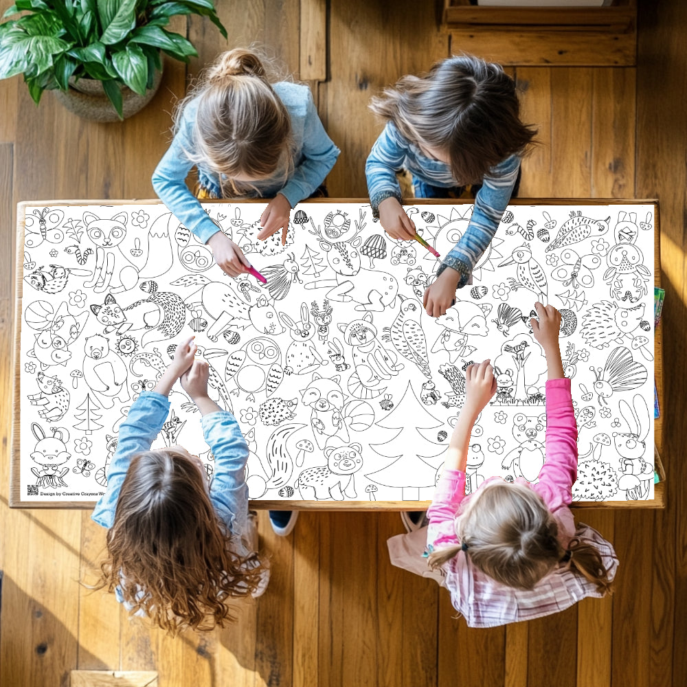 Woodland Coloring Tablecloth – Creative Crayons Workshop