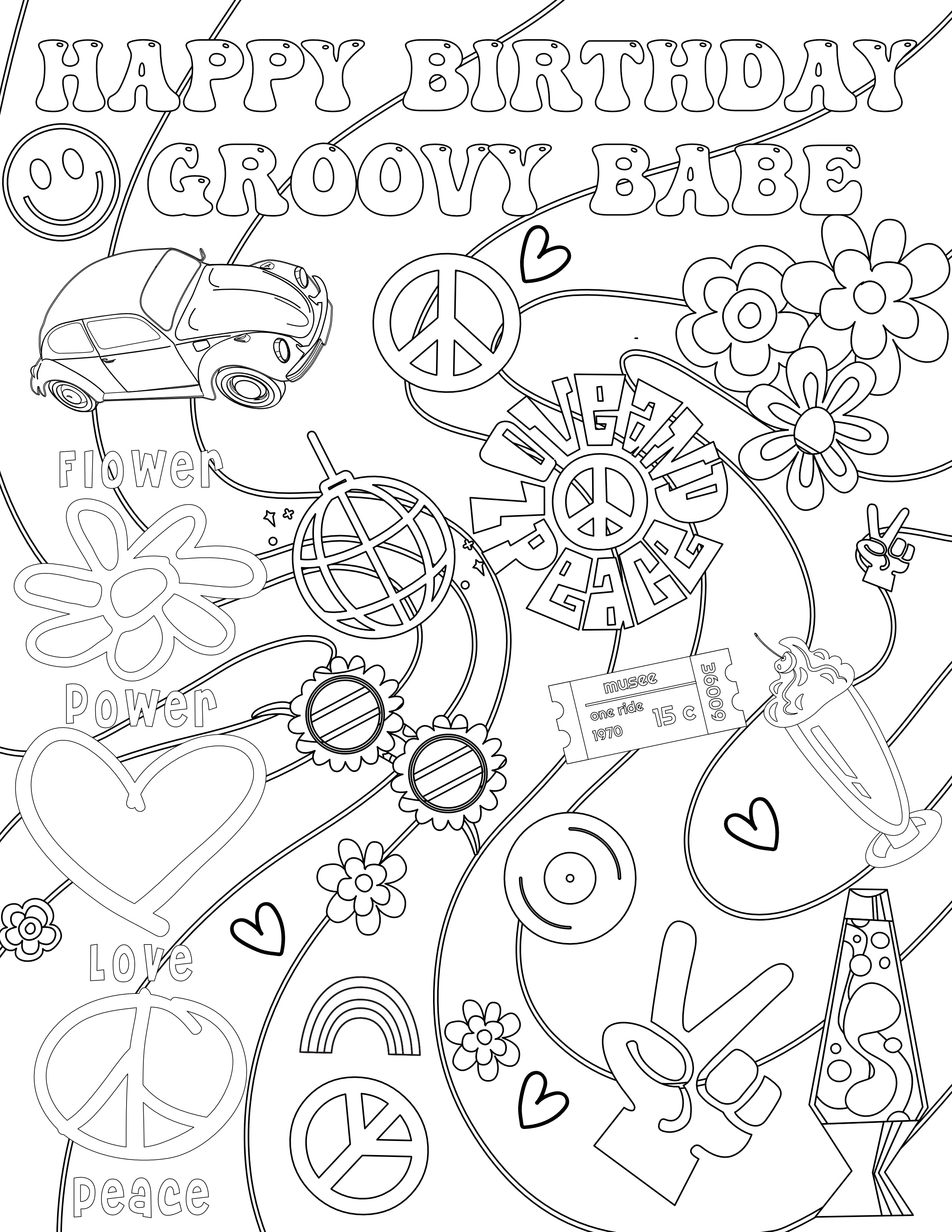 Groovy Coloring Pattern Groovy Flowers Coloring Pages