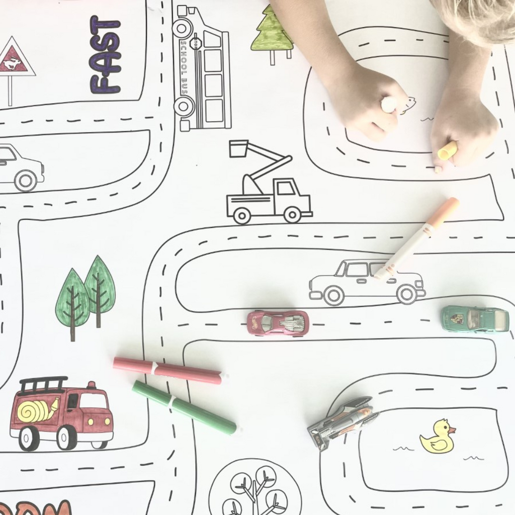 Road Map Coloring Play Mat – Creative Crayons Workshop