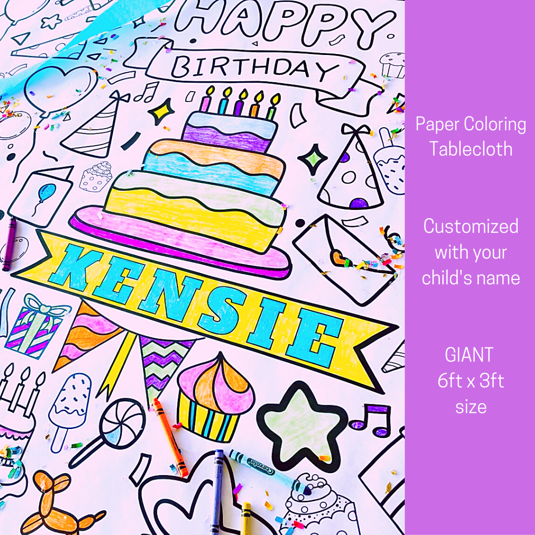 The Coloring Table –Food Fun Design – XL Rectangle Tablecloth - Fabric  Coloring Tablecloth - Colorable Designs – Washable and Reusable – Coloring